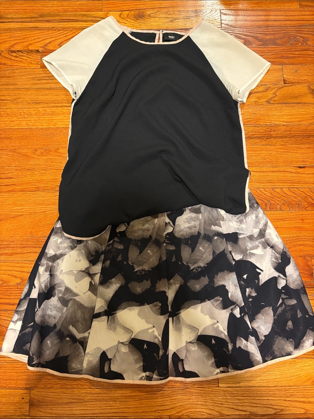 Mossimo Target 2-Piece Blush Pink & Black Watercolor Floral Skirt Set EUC